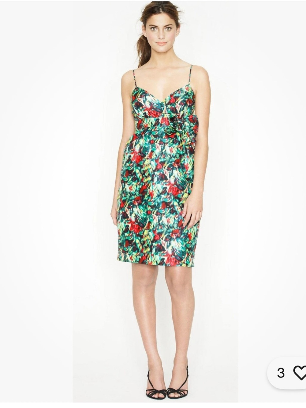NWT 100% silk J. Crew Collection Green & Pink watercolor dress size 14